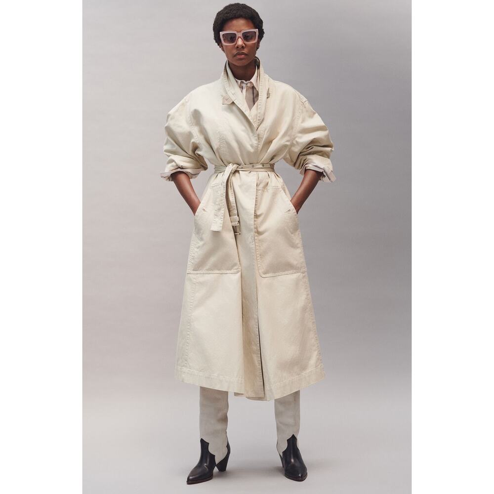 Isabel Marant Etoile Oversized Cotton Trench Coat Cream FR34 US2 - Picture 4 of 13